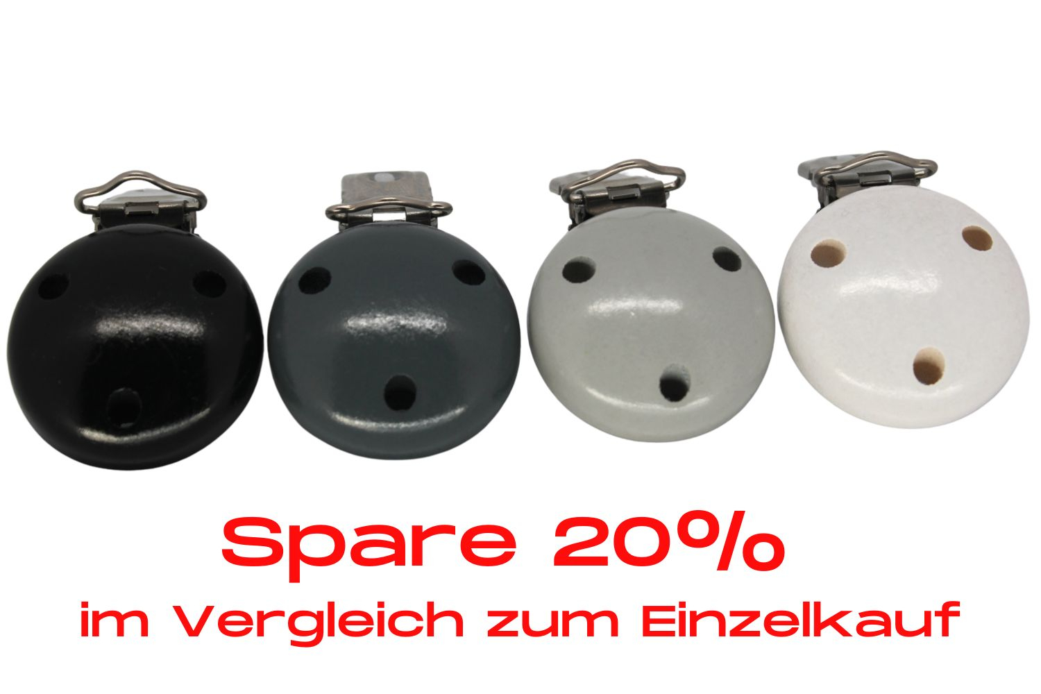 Bundle | Holzclip 35 mm | Schwarz & Hellgrau