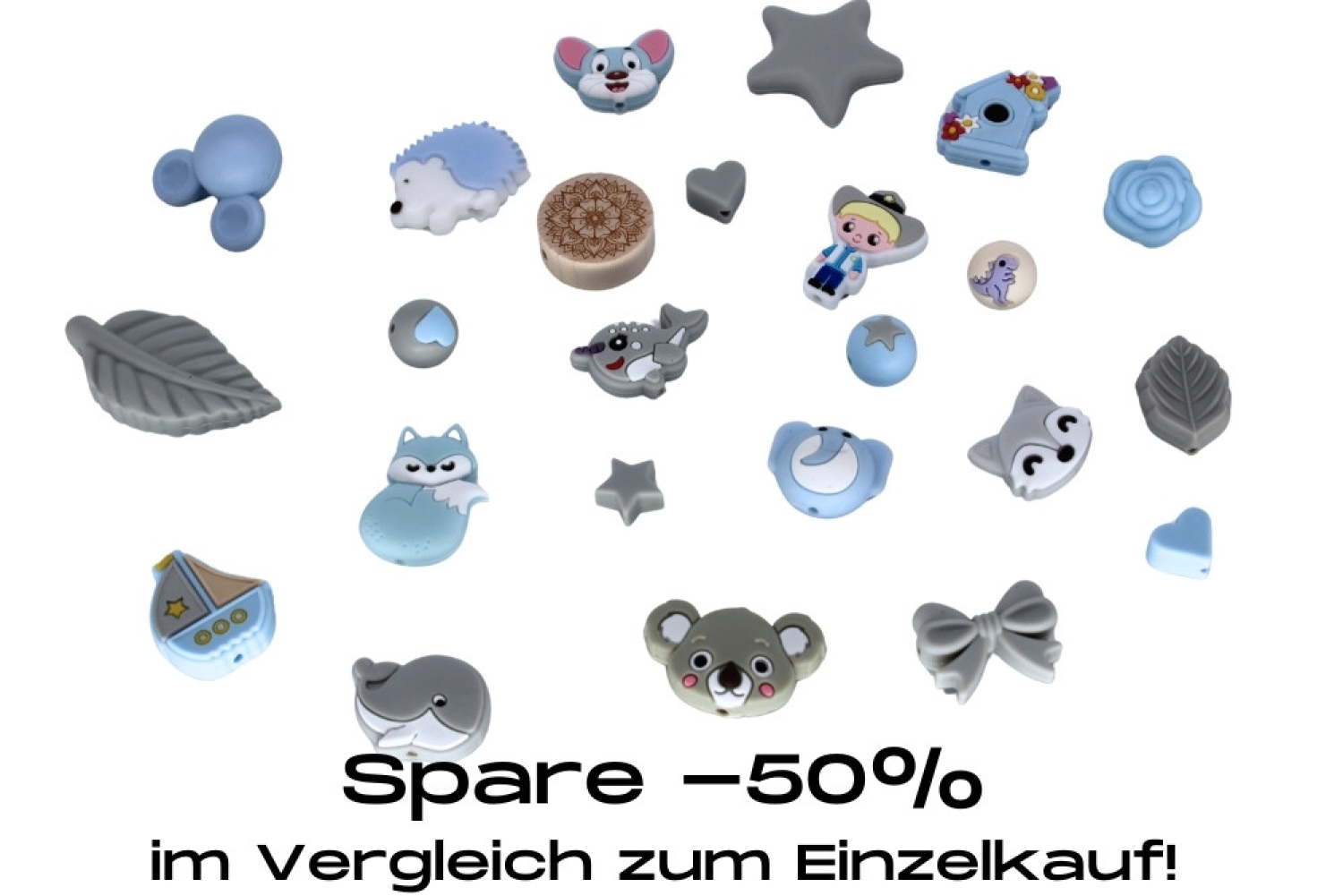 Bundle Motivperlen | Blau-Grau