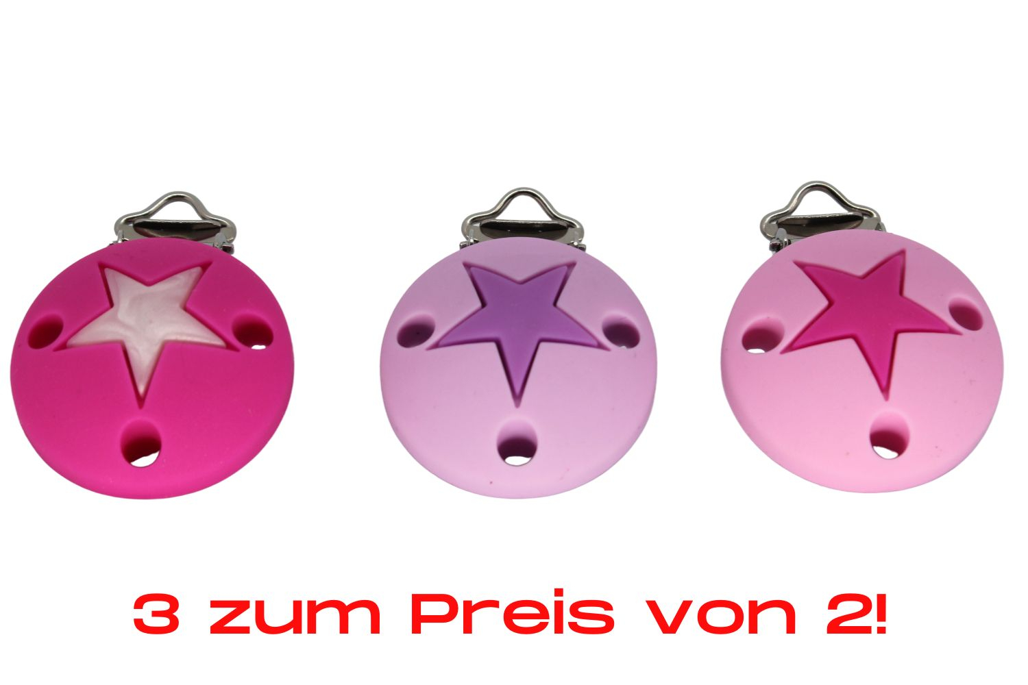 Bundle | Silikon Rundclip Stern | Flieder & Magenta