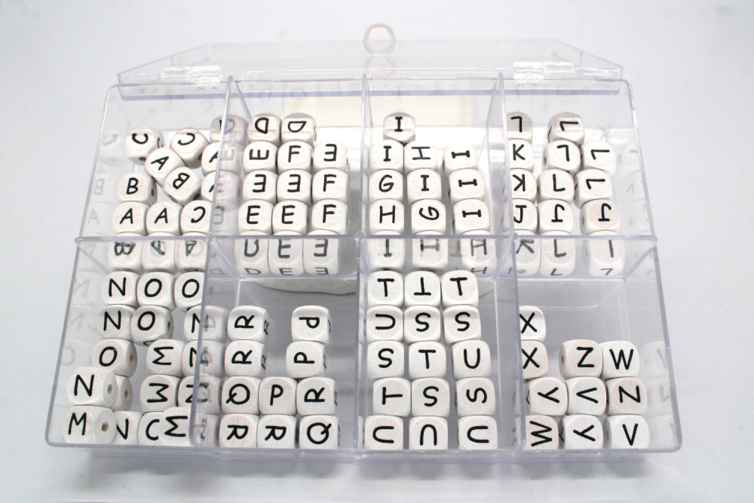 Buchstabenset | Holz Buchstabenwürfel 10mm geprägt "Weiß"