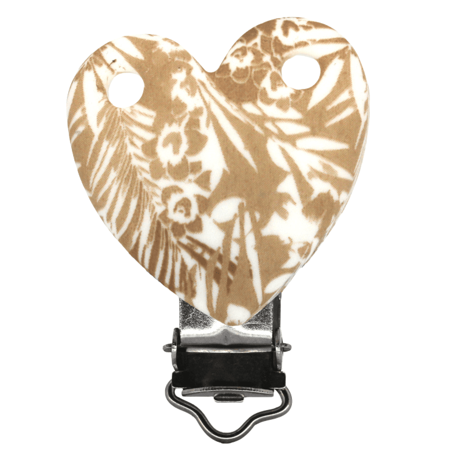 Silikon Herzclip | Blattmuster (Braun)