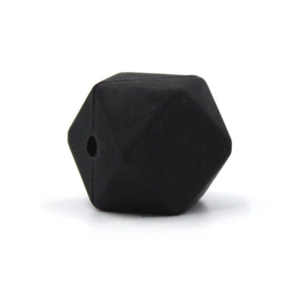 Silikon Hexagonperle | 17mm | Schwarz