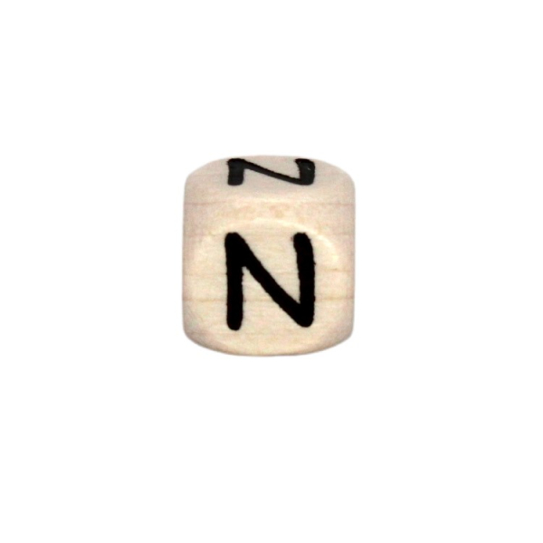 Holz Buchstabenperlen 10mm Hell-Natur | N