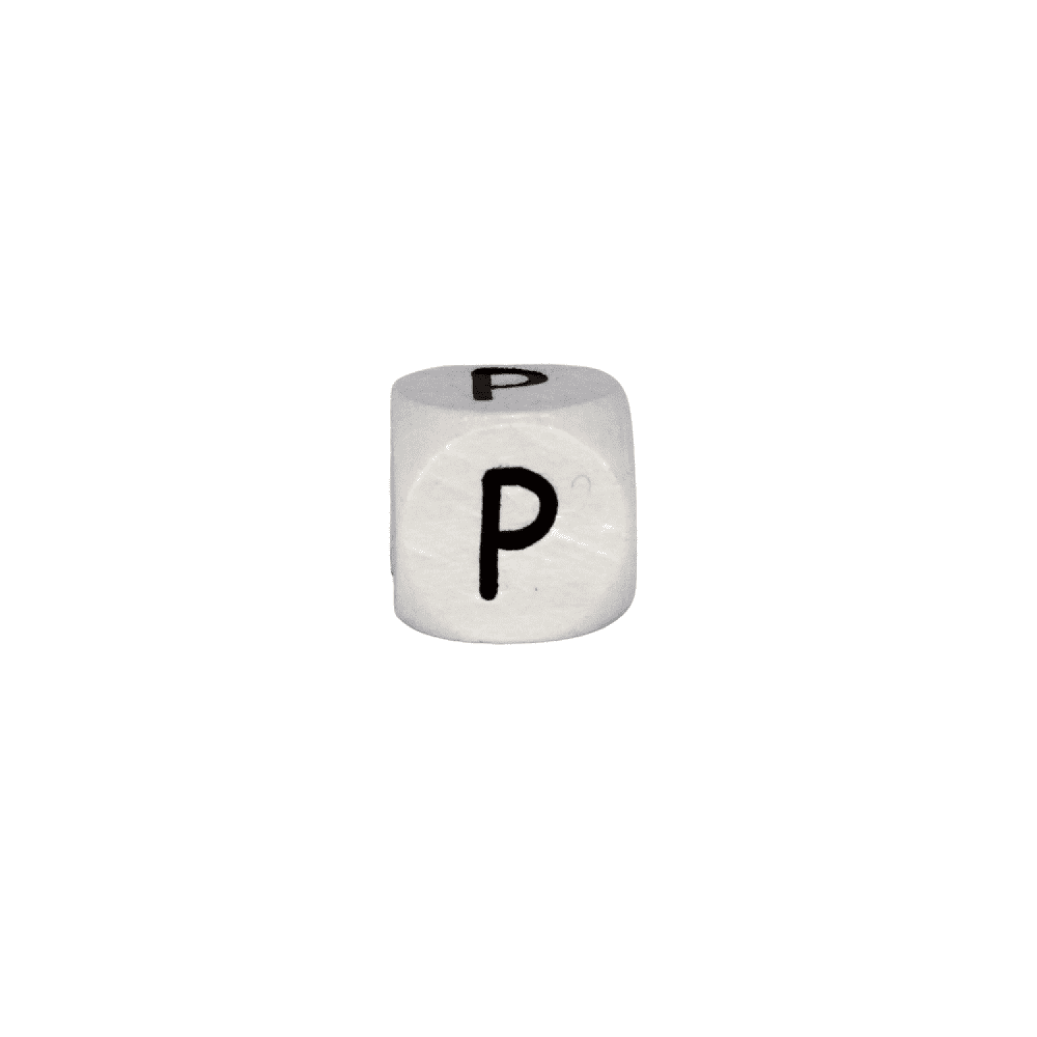 Holz Buchstabenperlen 10mm Weiß mit schwarzer Prägung | P
