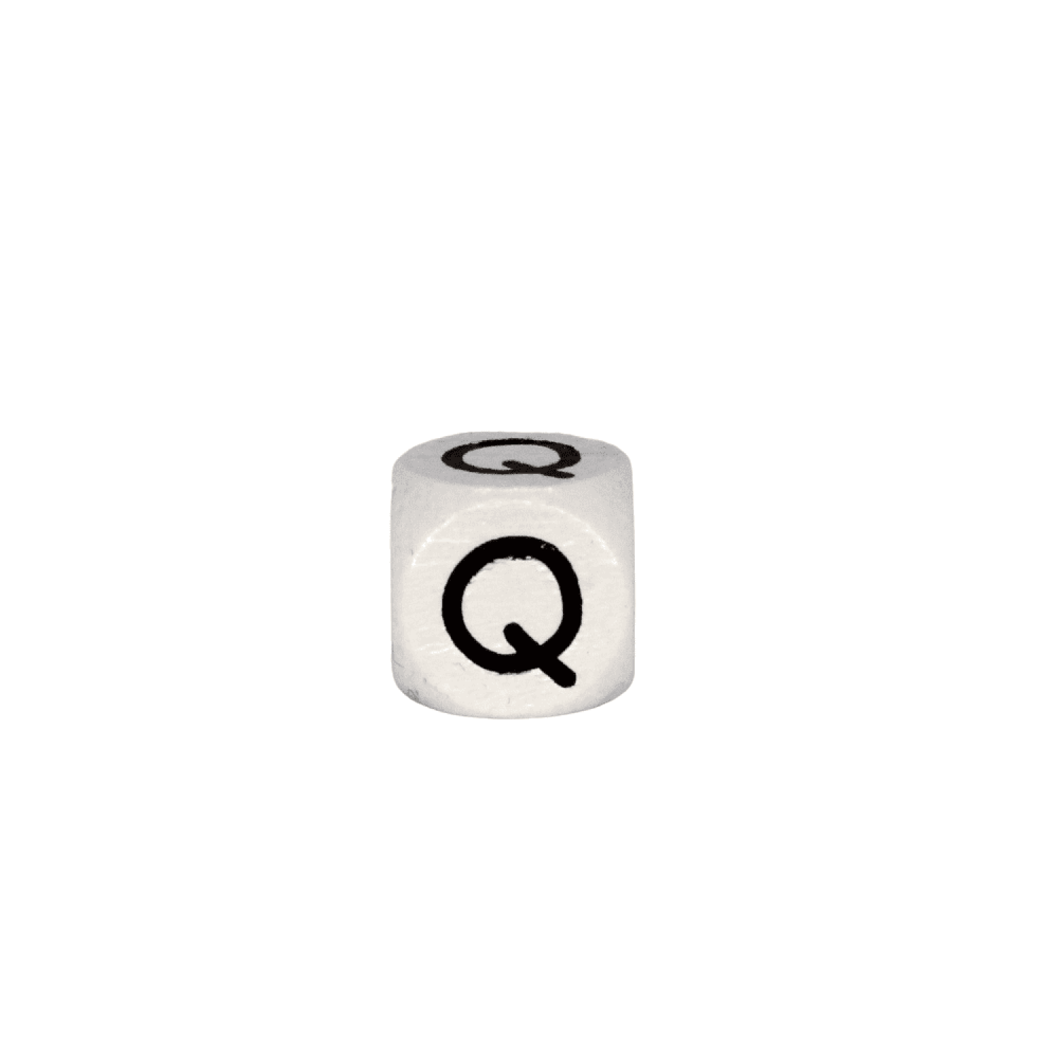 Holz Buchstabenperlen 10mm Weiß mit schwarzer Prägung | Q