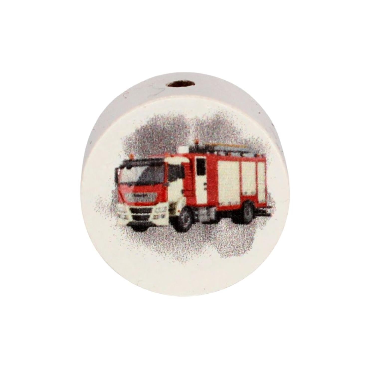 Holz Motivscheibe 20mm | Feuerwehrauto "Schwarz" | Weiß