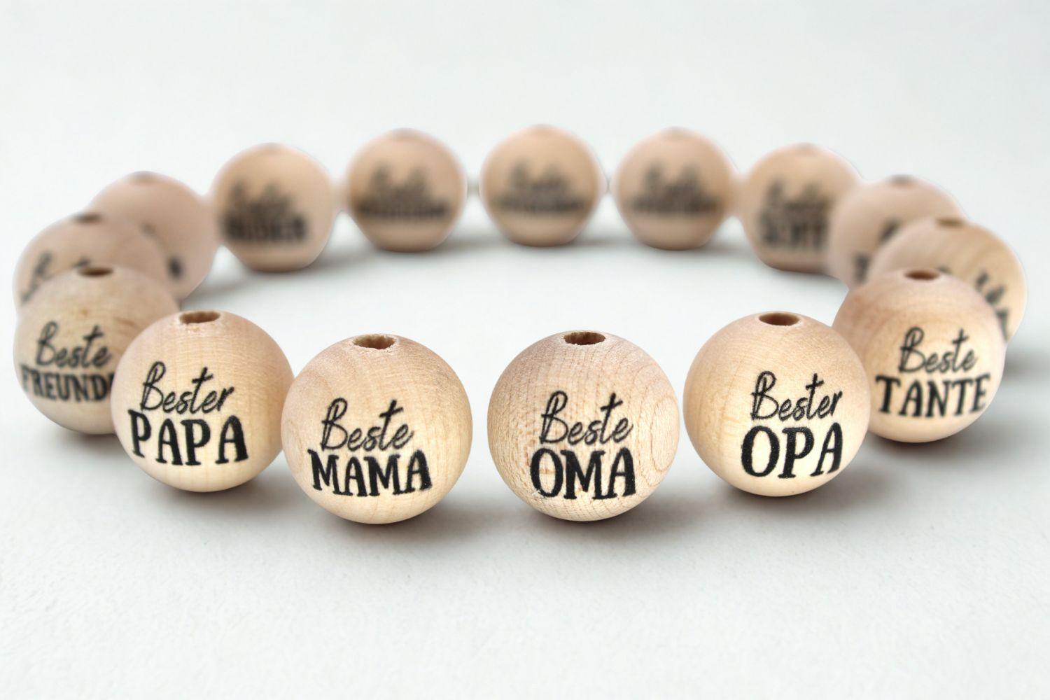 Holzperle 20mm "Beste..." Serie