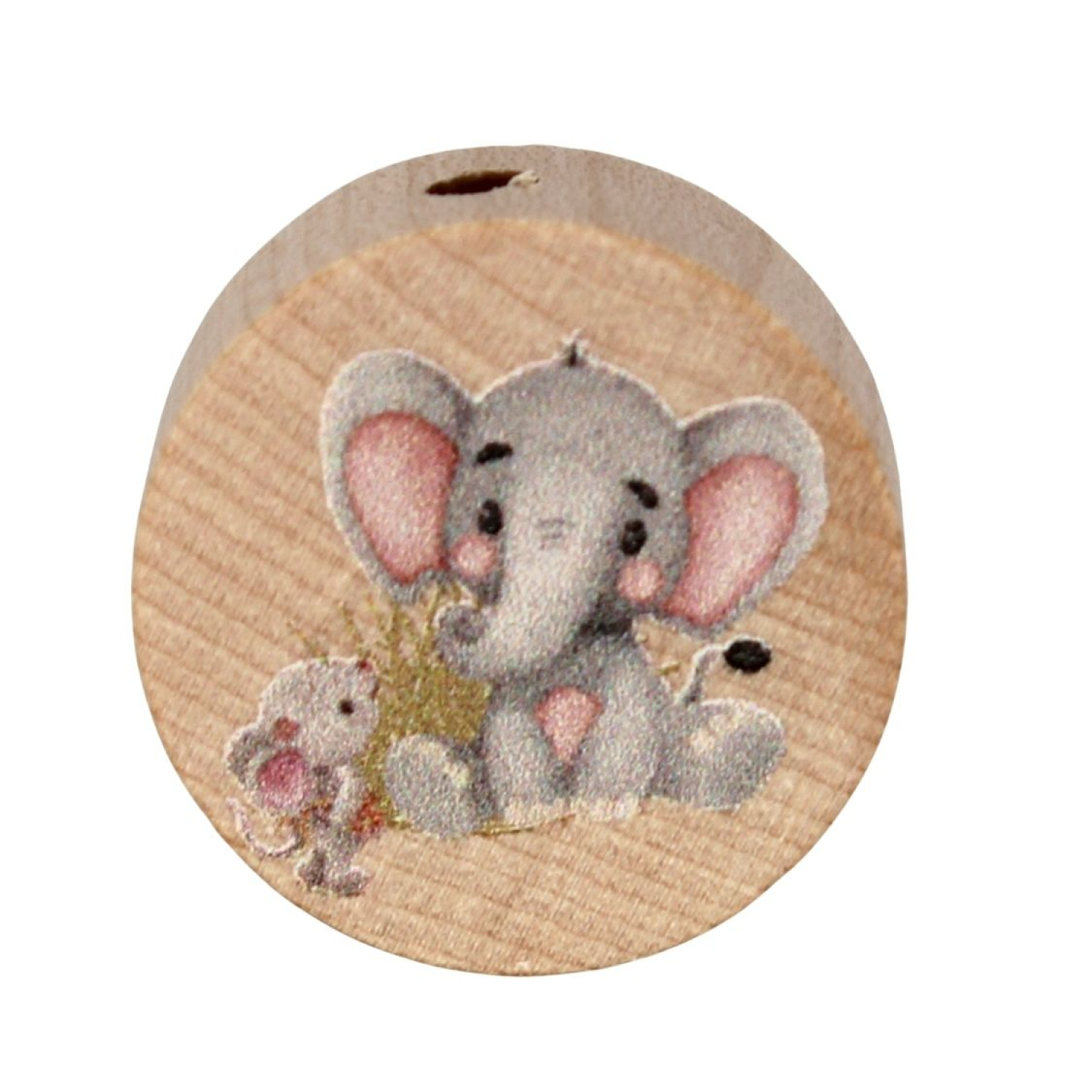 Holz Motivscheibe 20mm | Elefant mit Maus | Natur