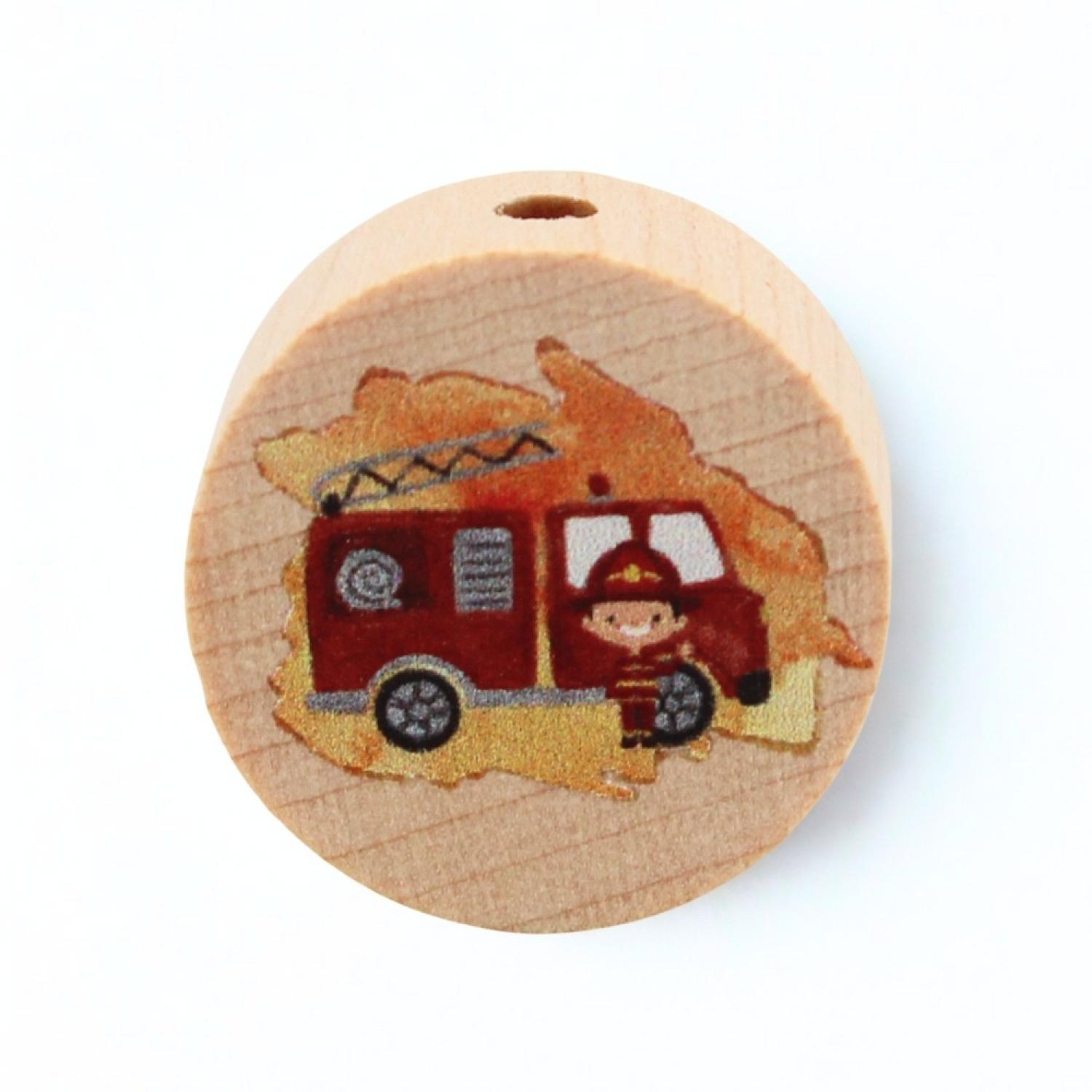 Holz Motivscheibe 20mm | Feuerwehrauto "Gelb-Orange" | Natur
