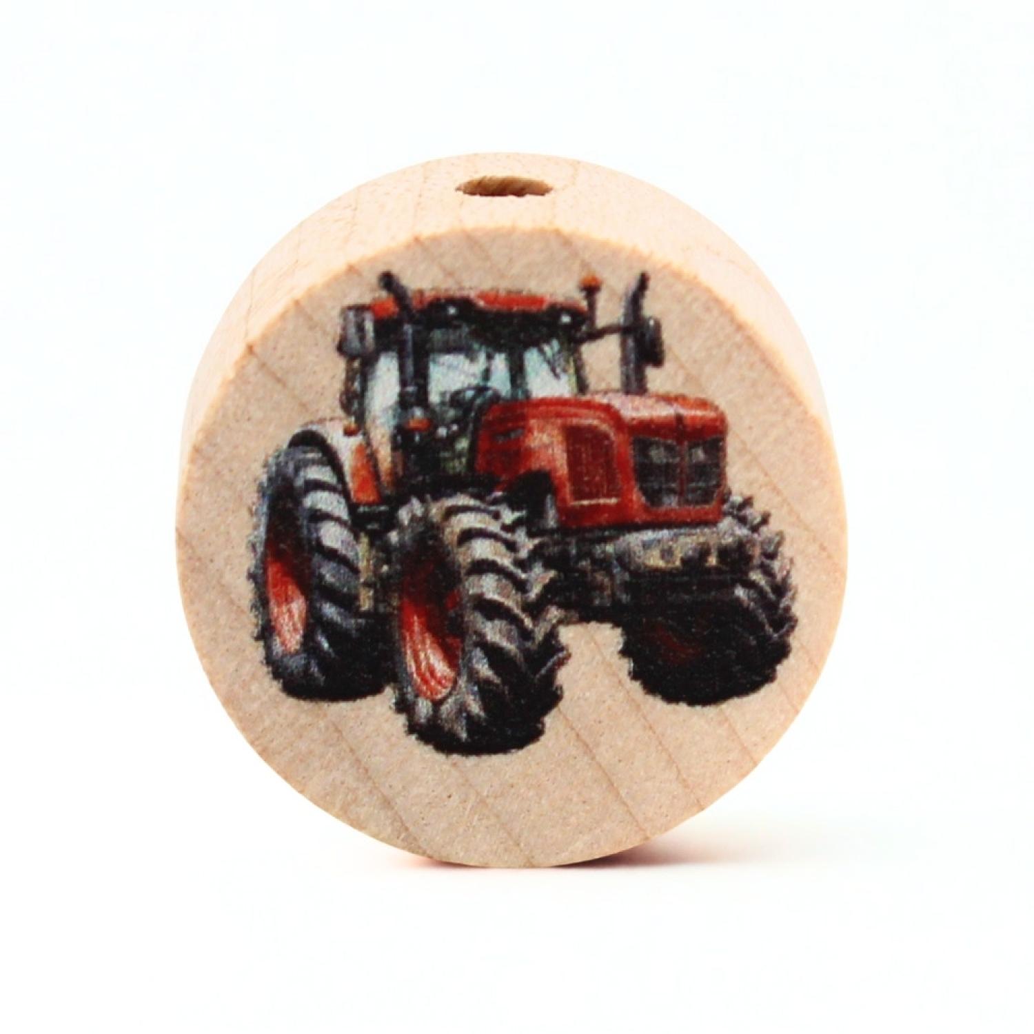 Holz Motivscheibe 20mm | Traktor "Rot" | Natur