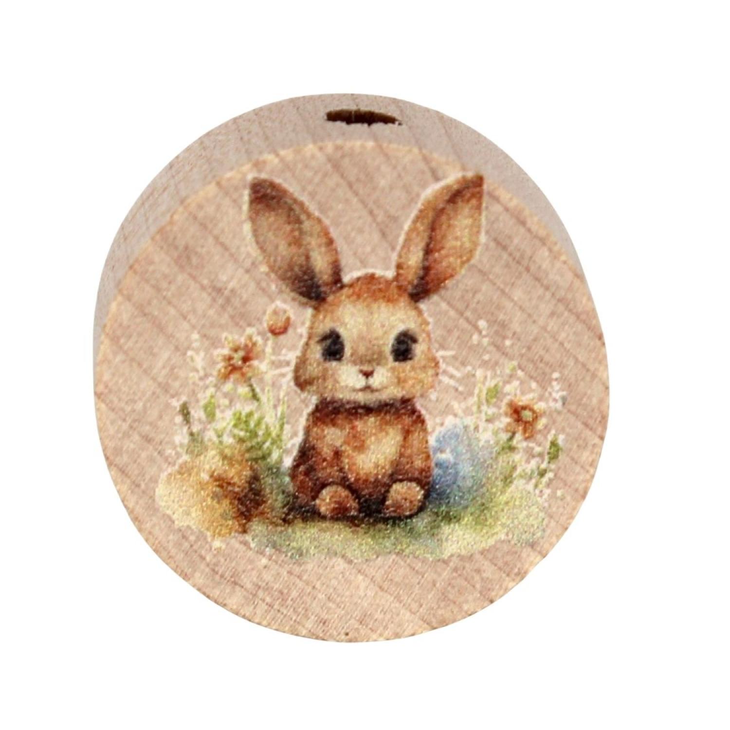 Holz Motivscheibe 20mm | Hase in der Wiese | Natur