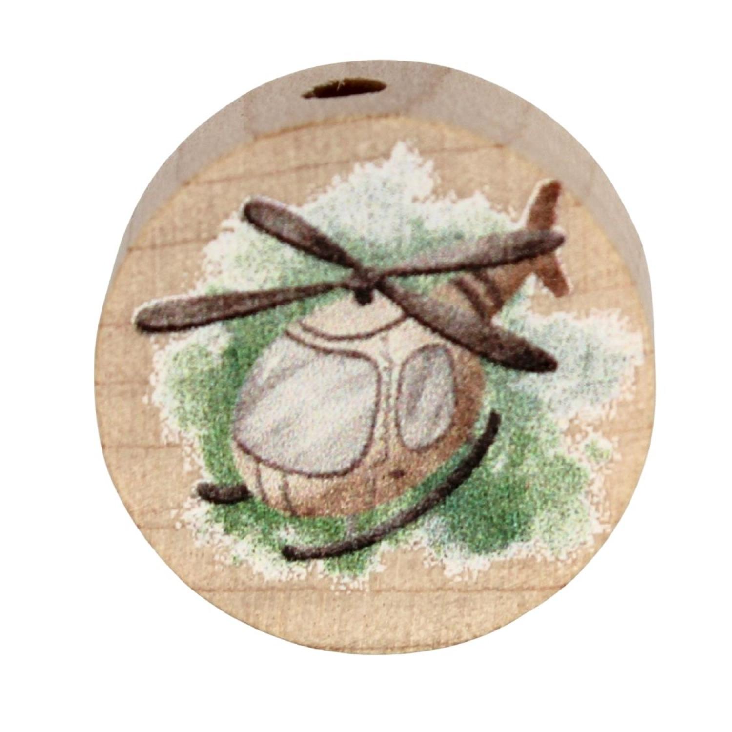 Holz Motivscheibe 20mm | Hubschrauber "Grün" | Natur