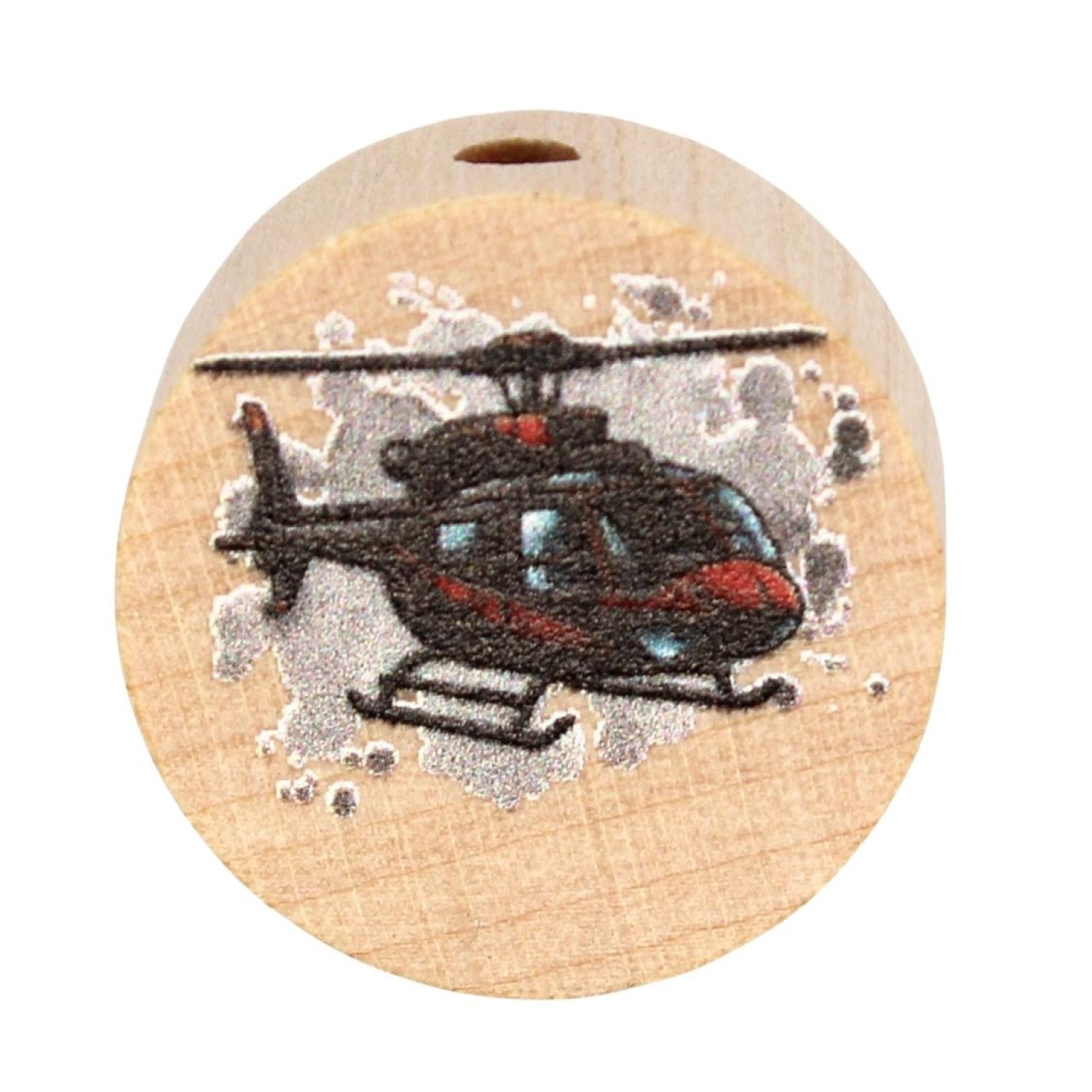 Holz Motivscheibe 20mm | Hubschrauber "Schwarz" | Natur