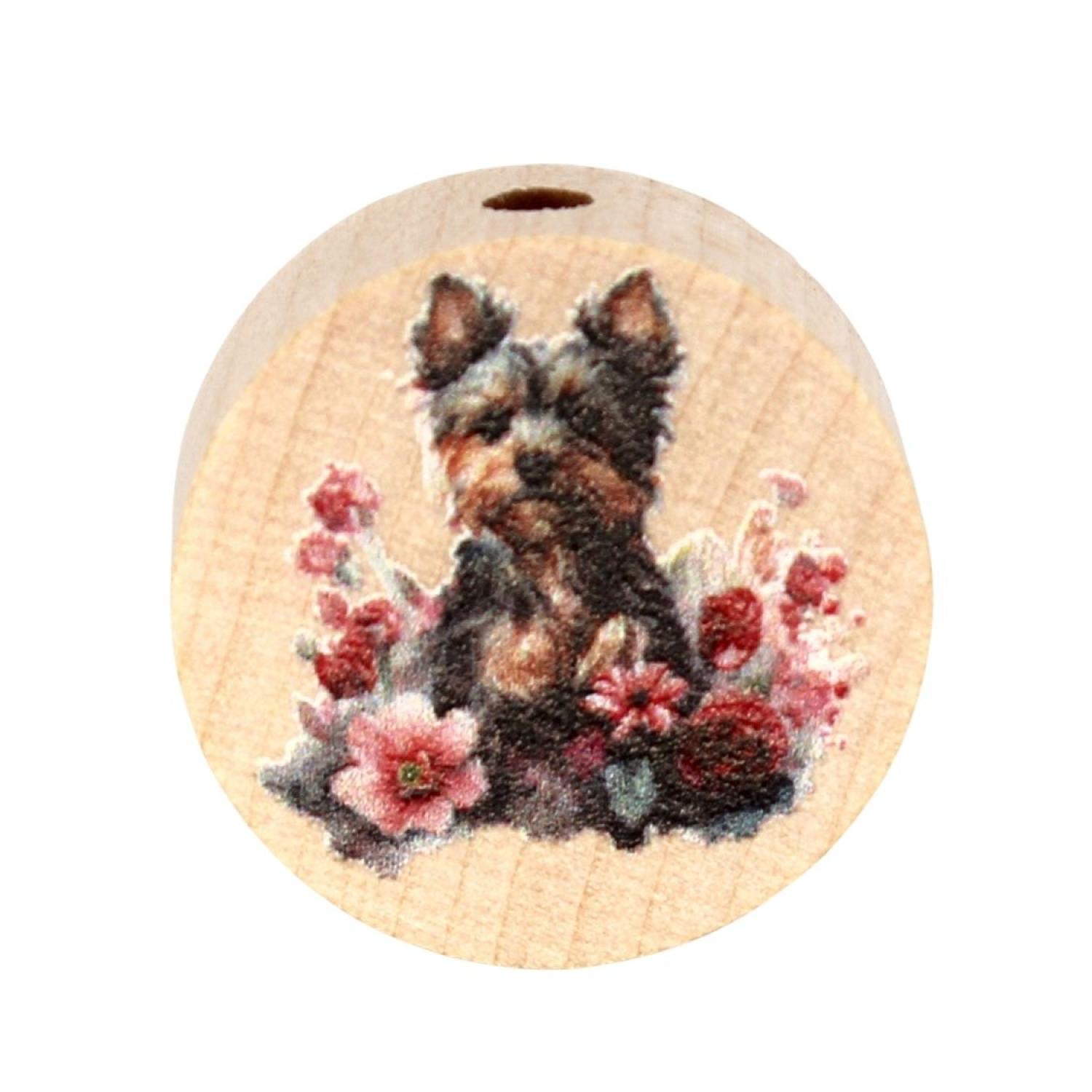 Holz Motivscheibe 20mm | Yorkshire Terrier | Natur