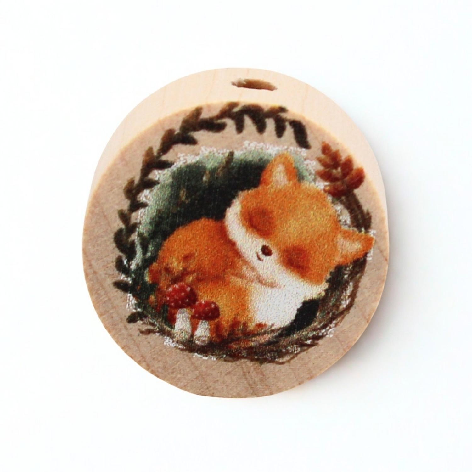Holz Motivscheibe 20mm | Fuchs im Bau | Natur