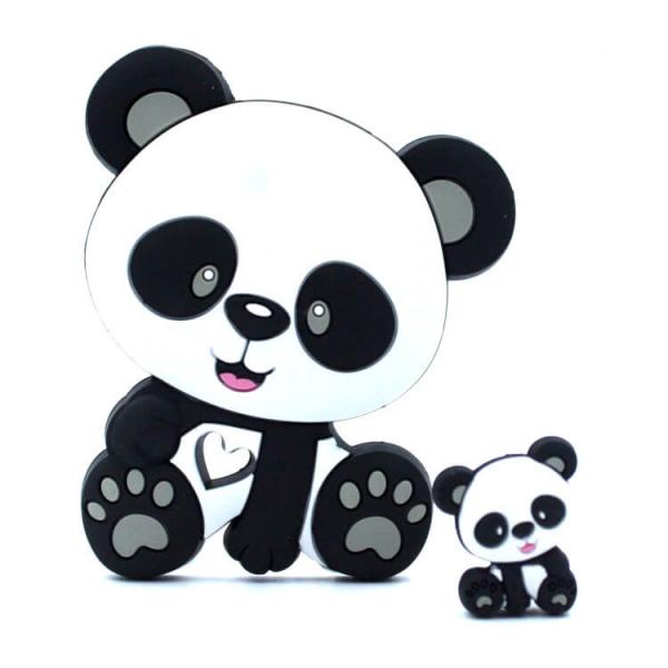 Silikon Beißanhänger | Panda Bär | Hell Grau