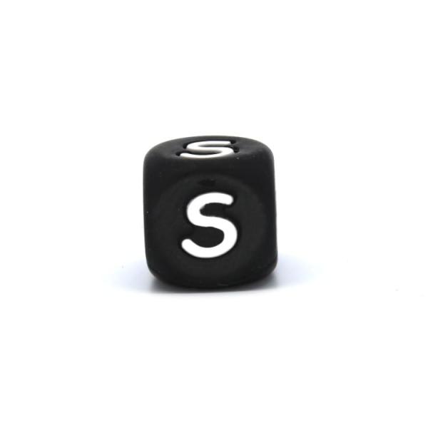 Silikon Buchstabenperle | 12mm | Schwarz | S