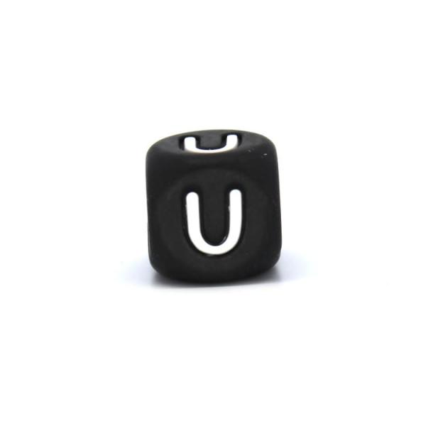 Silikon Buchstabenperle | 12mm | Schwarz | U
