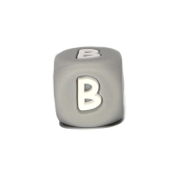 Silikon Buchstabenperle 10mm | Grau | B