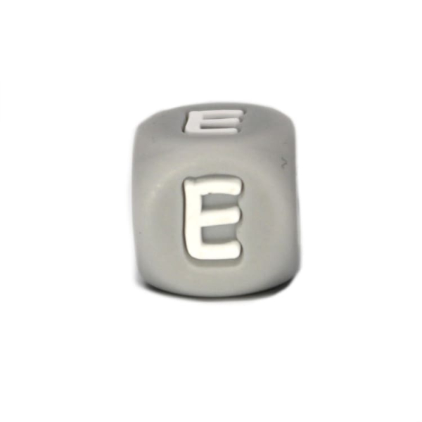 Silikon Buchstabenperle 10mm | Grau | E