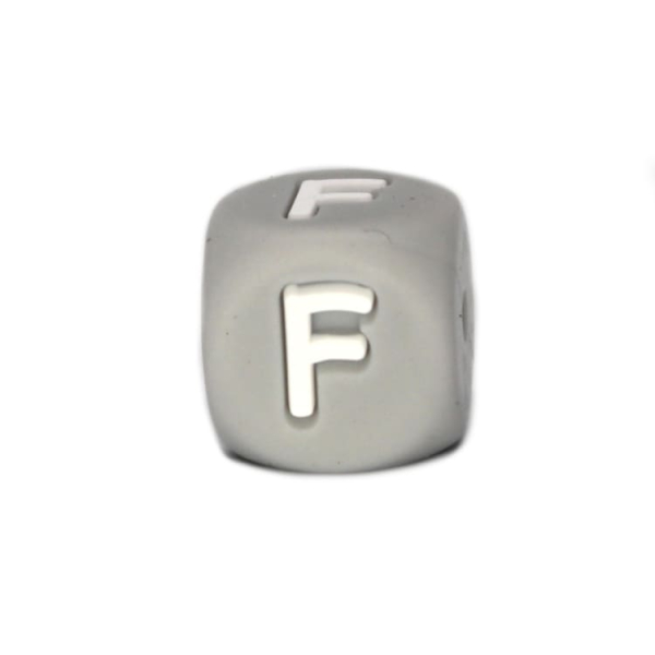 Silikon Buchstabenperle 10mm | Grau | F