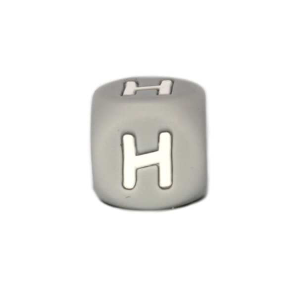 Silikon Buchstabenperle 12mm | Grau | H