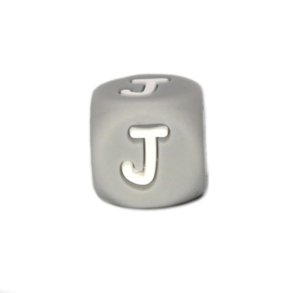Silikon Buchstabenperle 10mm | Grau | J