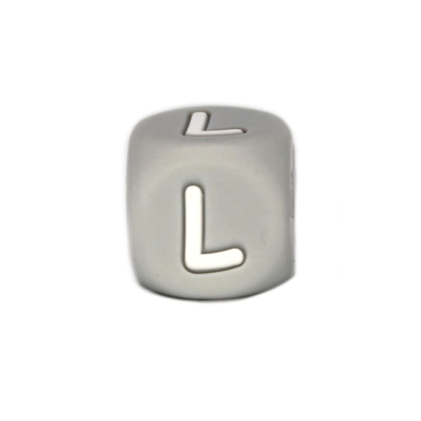 Silikon Buchstabenperle 10mm | Grau | L