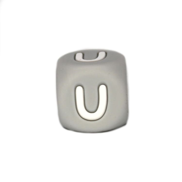 Silikon Buchstabenperle 12mm | Grau | U