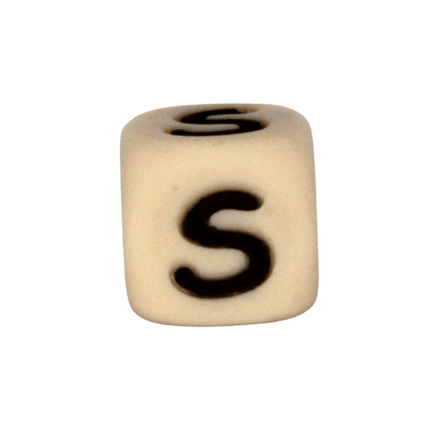 Silikon Buchstabenperle 10mm Beige | S