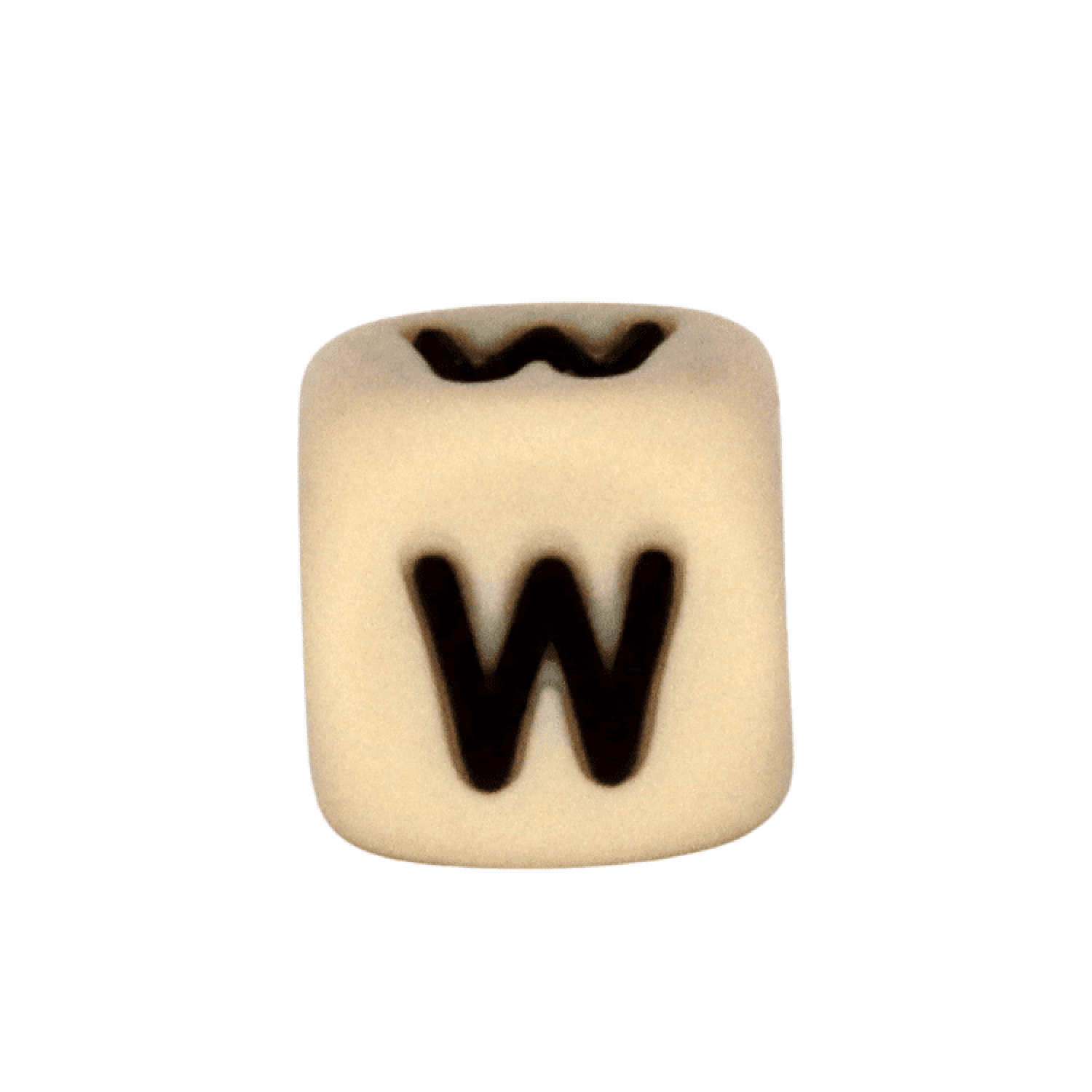 Silikon Buchstabenperle 10mm Beige | W