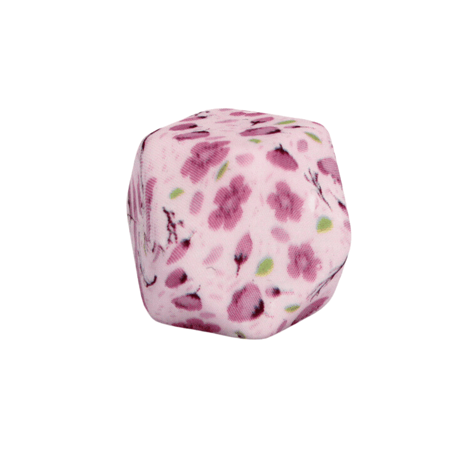 Silikon Hexagonperle 17mm | Rosa Blümchen