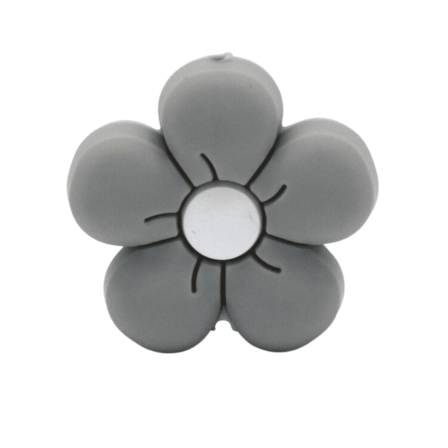 Silikon Motivperle Blümchen | Hell Grau