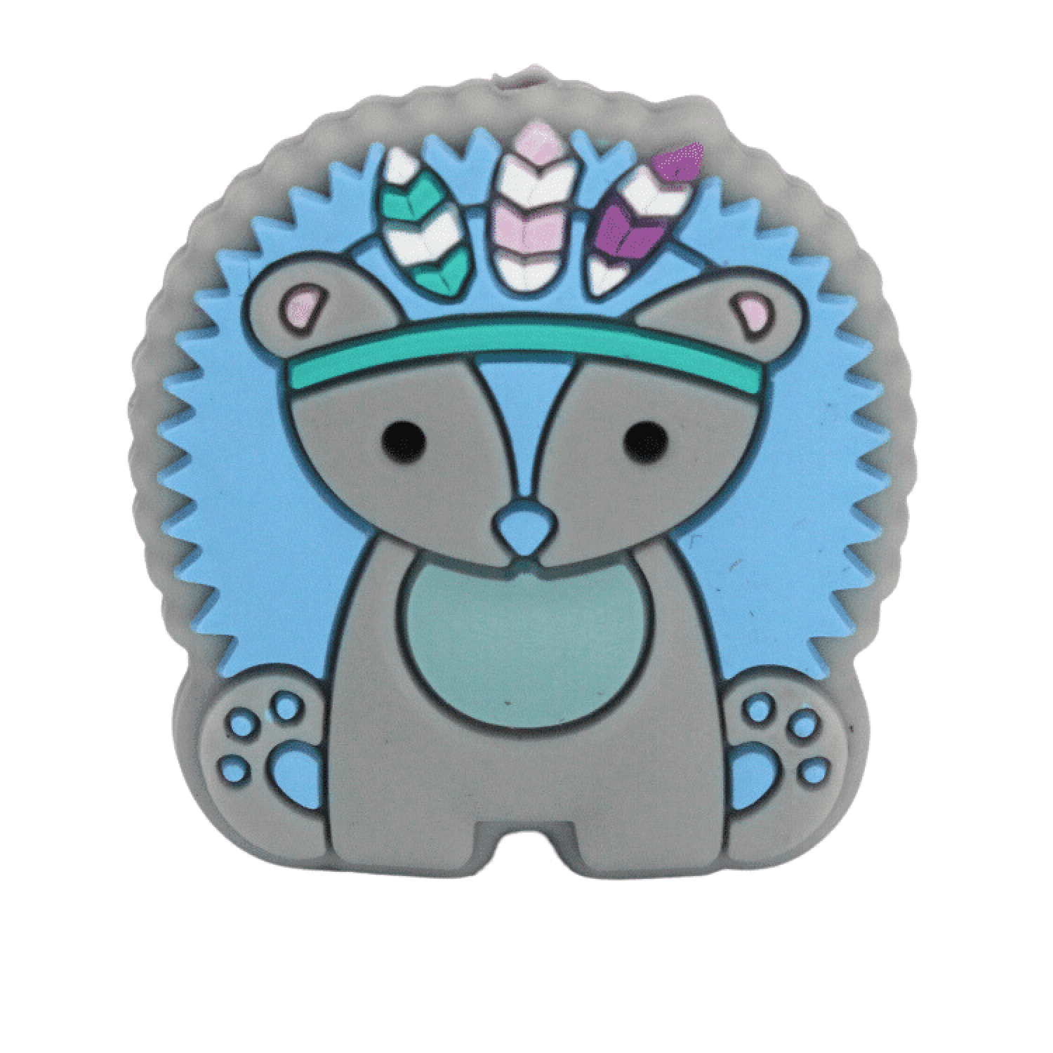 Silikon Motivperle Boho-Igel | Grau Blau Silikon Motivperle Boho-Igel | Grau Blau