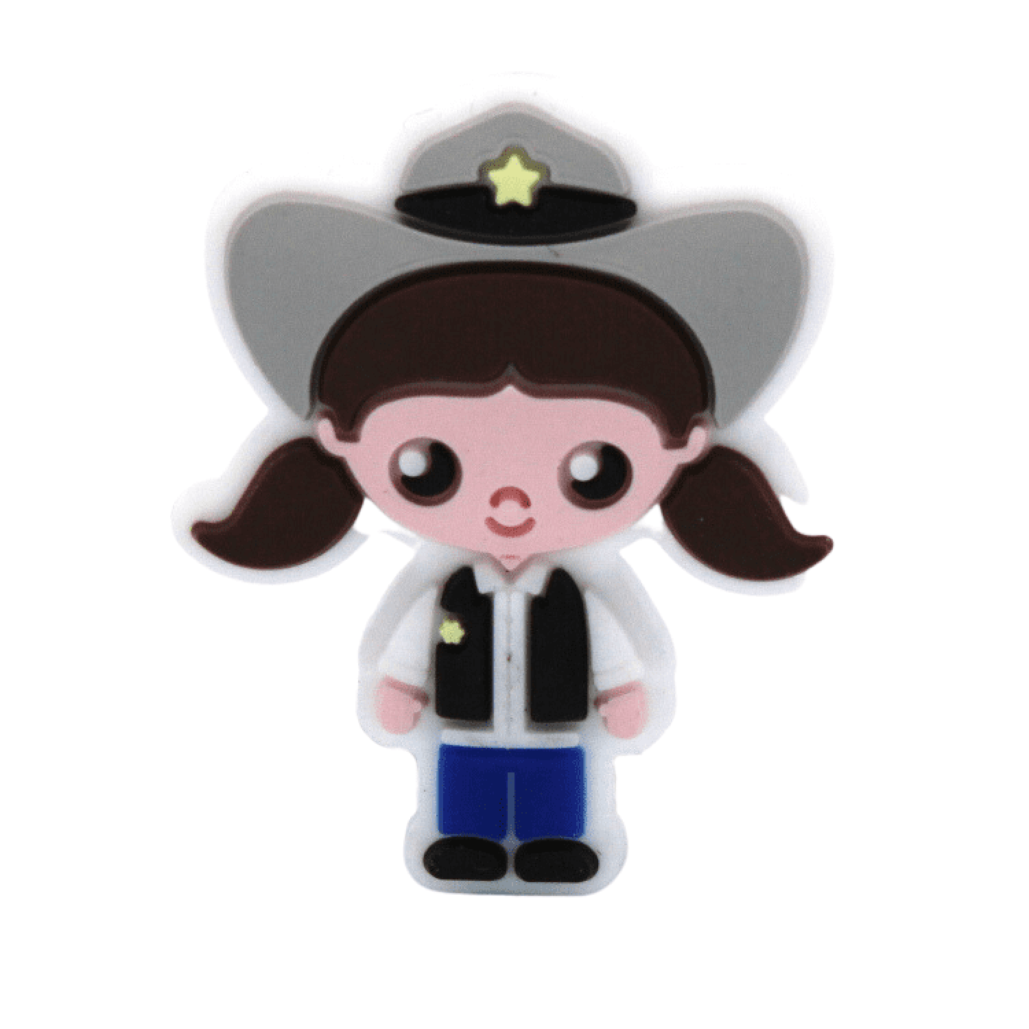 Silikon Motivperle Cowgirl | Braune Haare