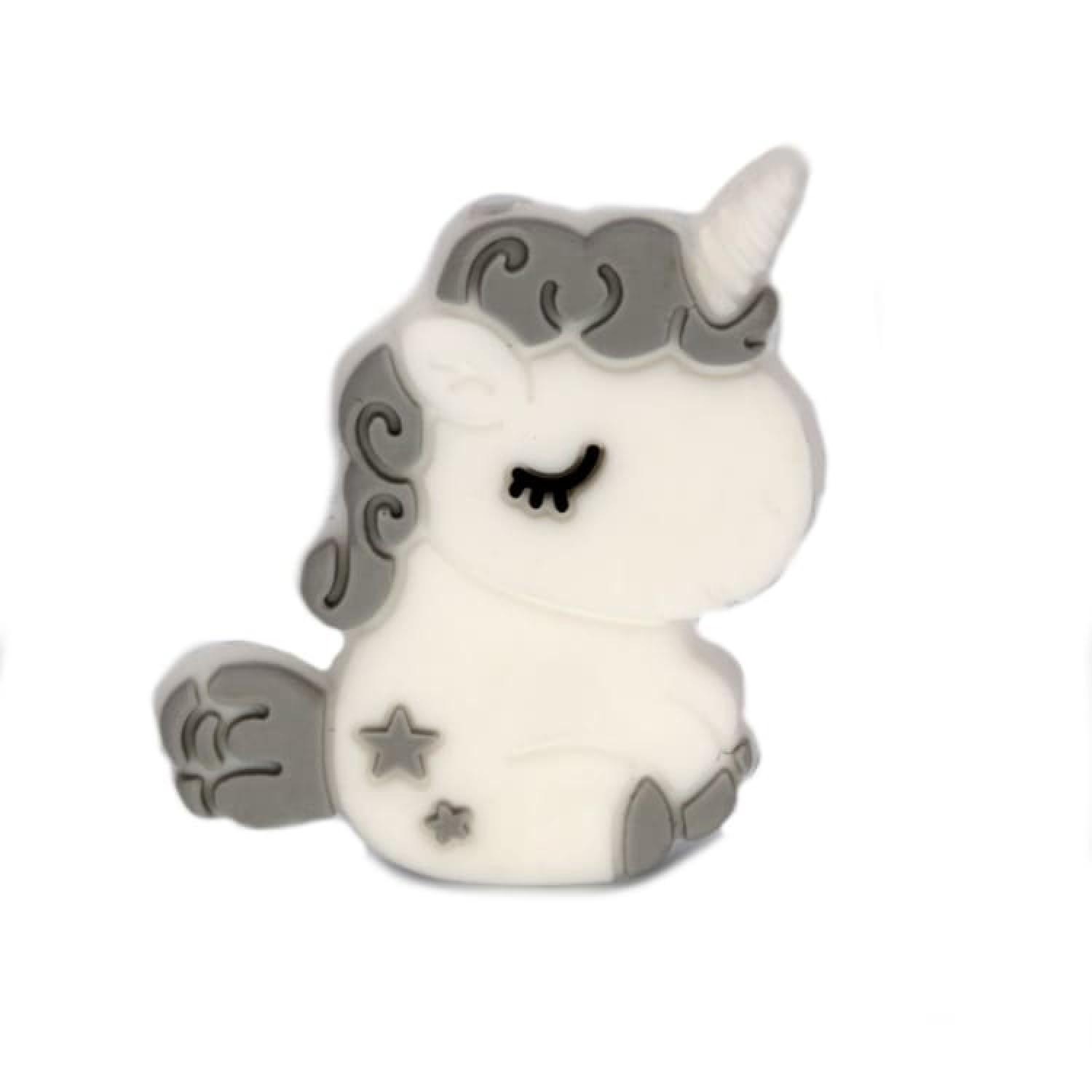 Silikon Motivperle Einhorn #1 | Grau