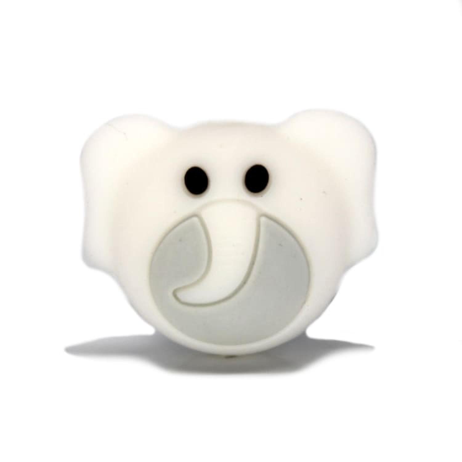 Silikon Motivperle Elefant | Weiß