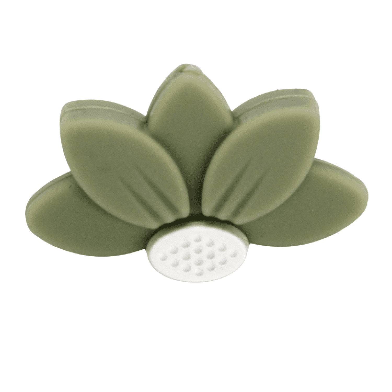 Silikon Motivperle Halbes Blümchen | Army Grün