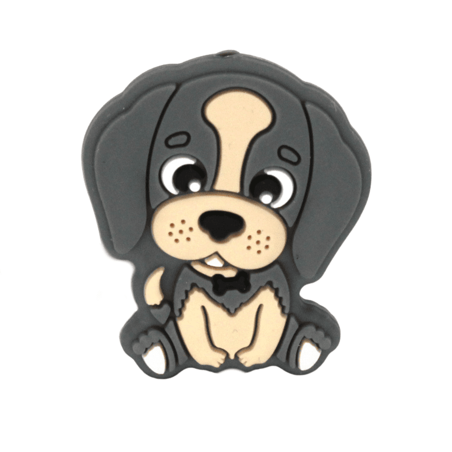 Silikon Motivperle Hündchen | Dunkel Grau