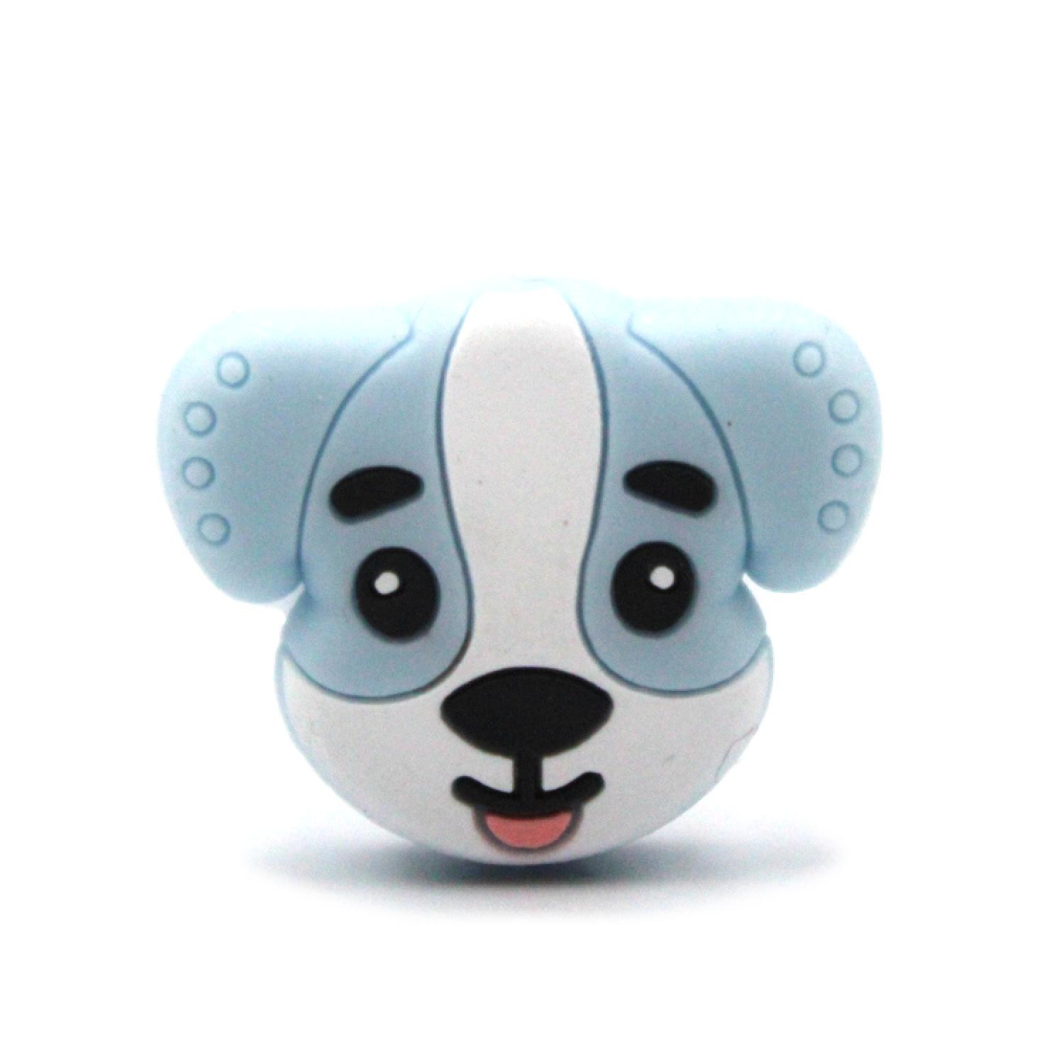 Silikon Motivperle Hundeköpfchen "Pastell Blau"
