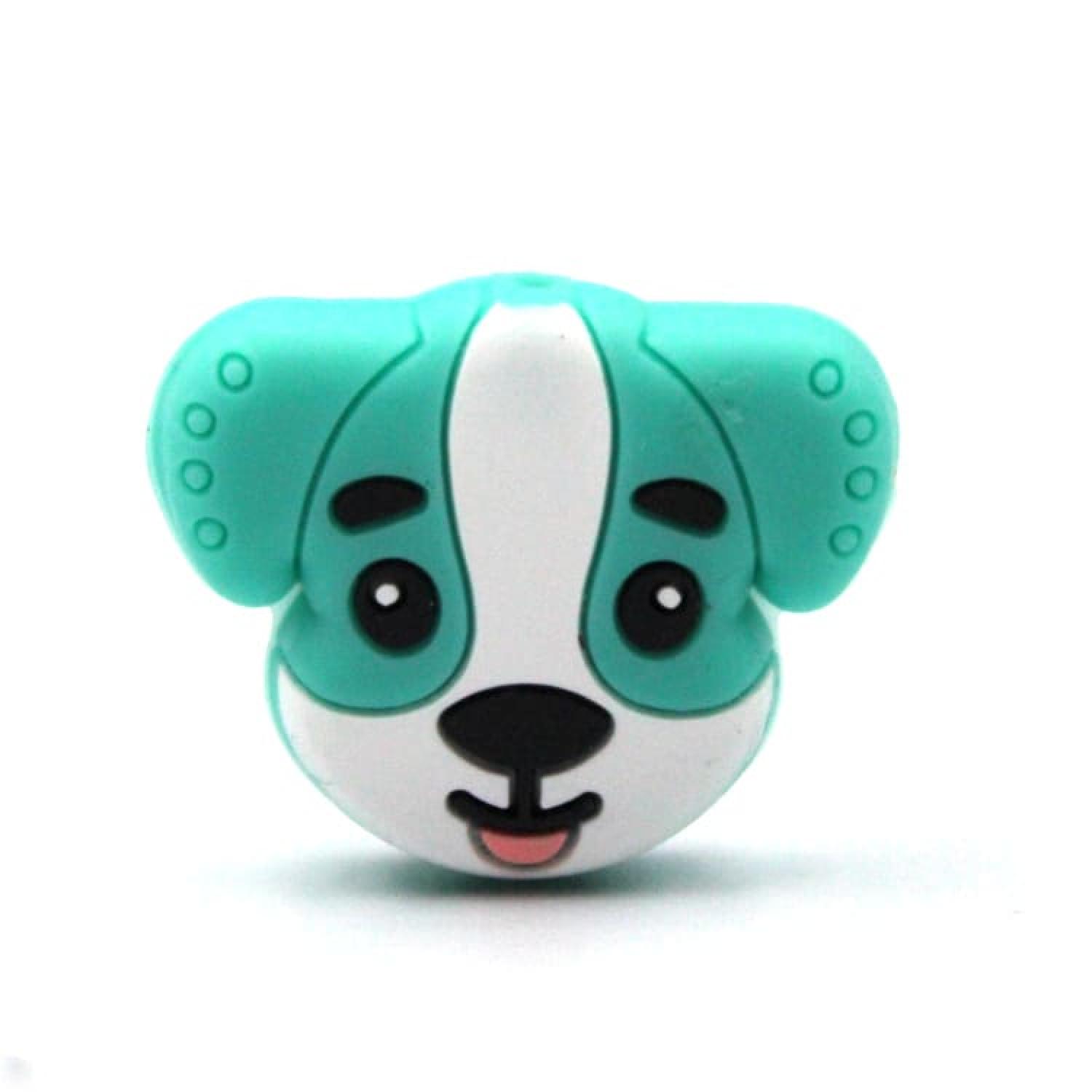 Silikon Motivperle Hundeköpfchen "Türkis"