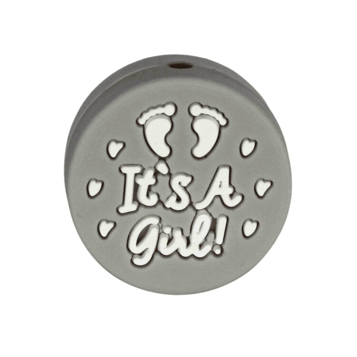 Silikon Motivperle 'It's a girl' | Hell Grau