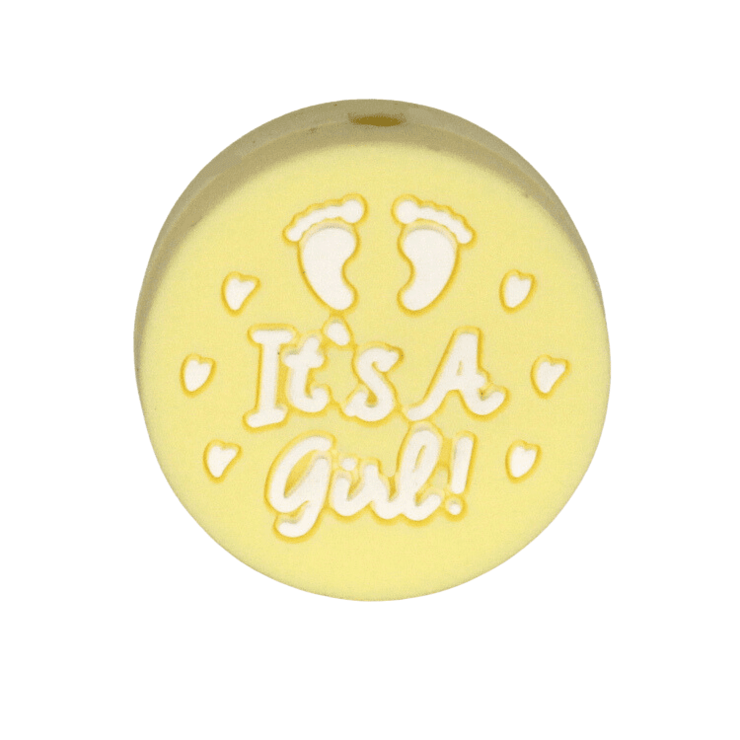 Silikon Motivperle 'It's a girl' | Pastell Gelb