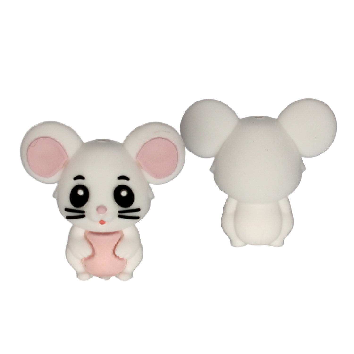 Silikon Motivperle 3D Maus | Weiß