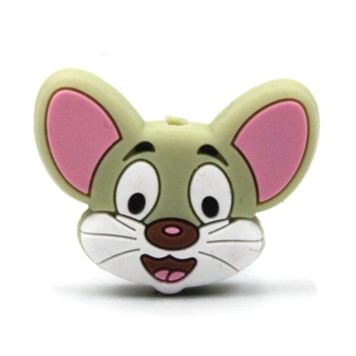 Silikon Motivperle Mausköpfchen "Army Grün"