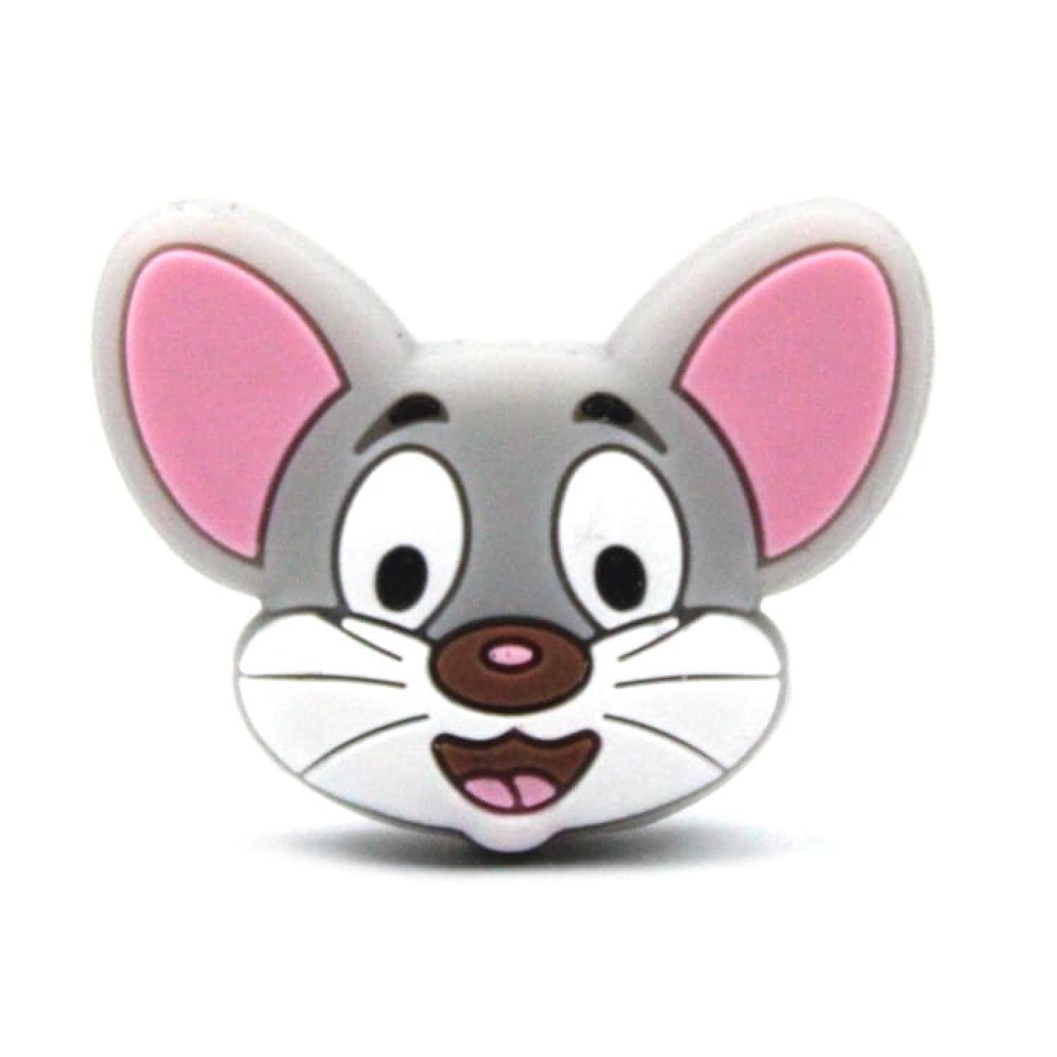 Silikon Motivperle Mausköpfchen "Grau"