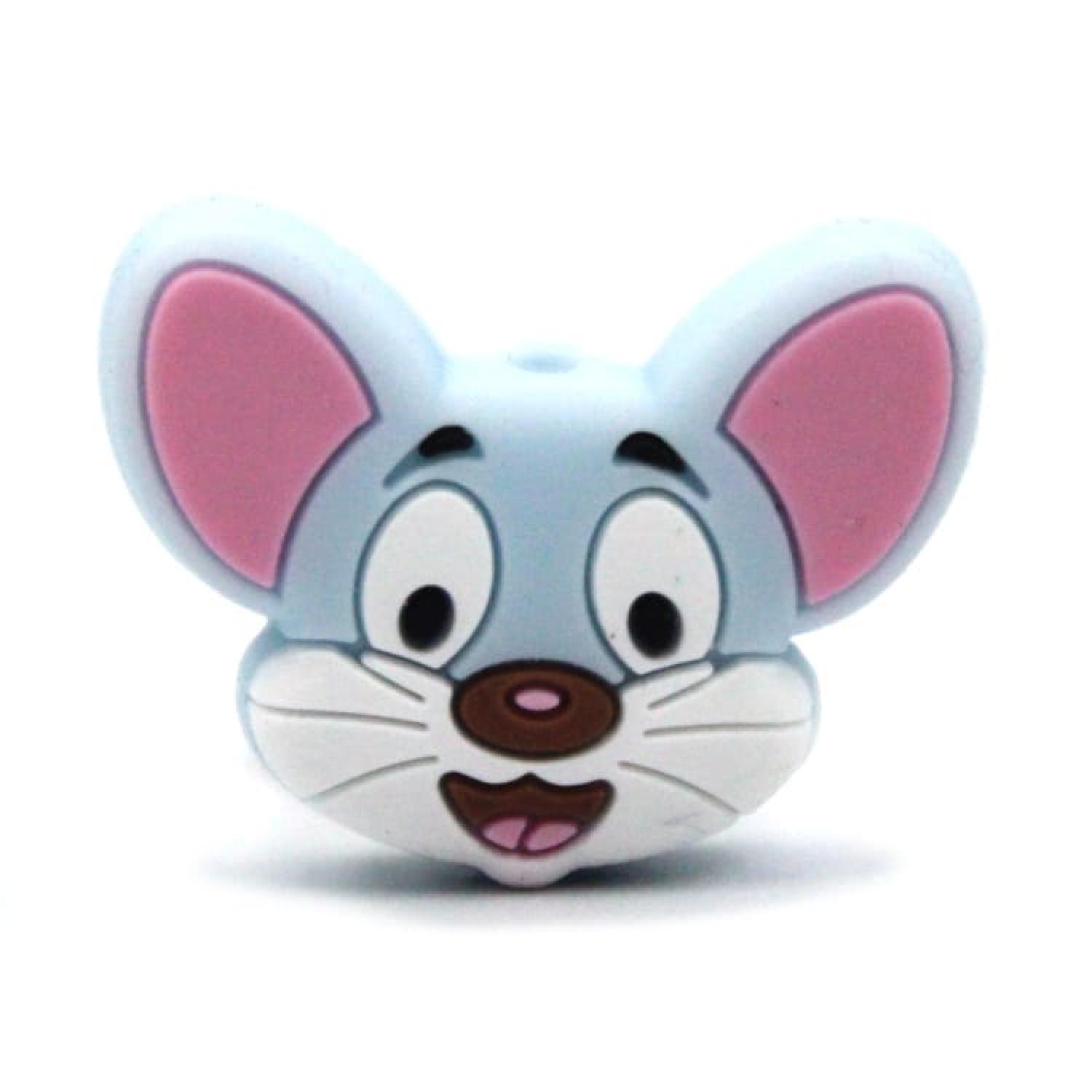 Silikon Motivperle Mausköpfchen "Pastell Blau"