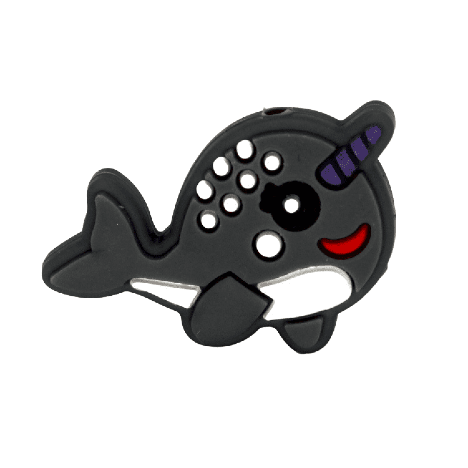 Silikon Motivperle Narwal | Dunkel Grau