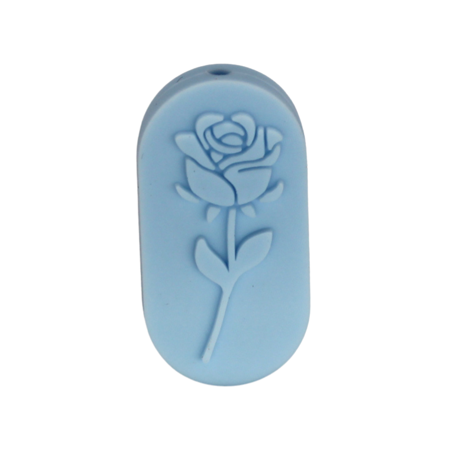 Silikon Motivperle Rose - Relief | Pastell Blau