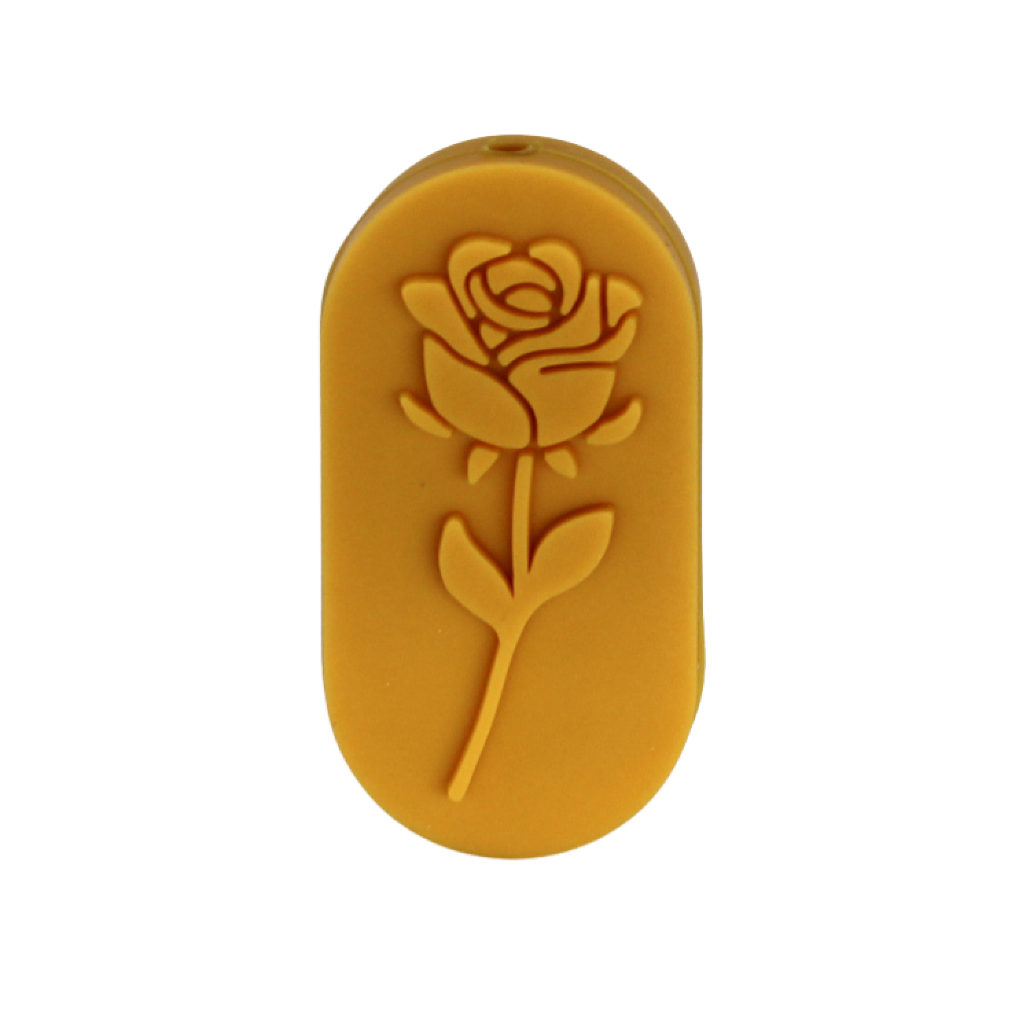 Silikon Motivperle Rose - Relief | Senf Gelb